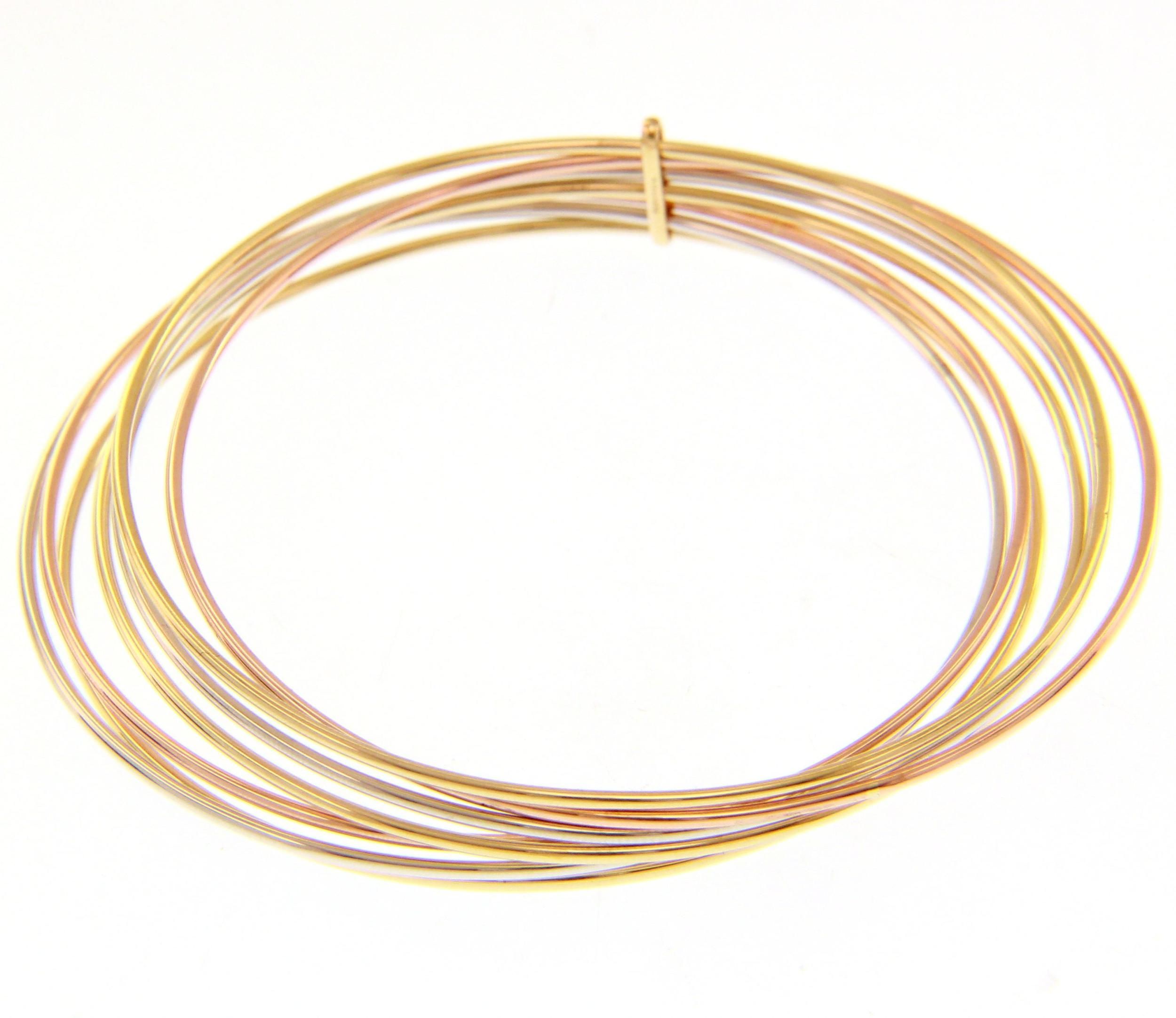 Bracelet with 7 white gold, rose gold & gold bars k14 (codeS220003)